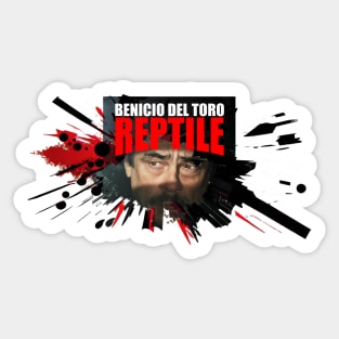 Benicio Del Toro Reptile movie graphic illustration design ironpalette Sticker